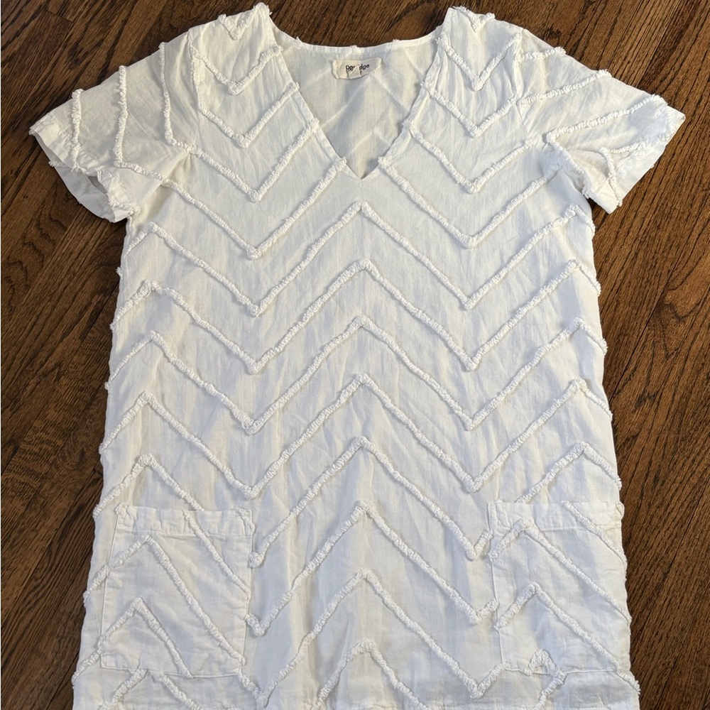 Anthropologie Porridge White Textured V-Neck tunic dress, XS, EUC